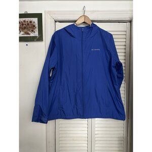 Columbia Women Blue Lightweight Rain Jacket Hooded Windbreaker Size 1X